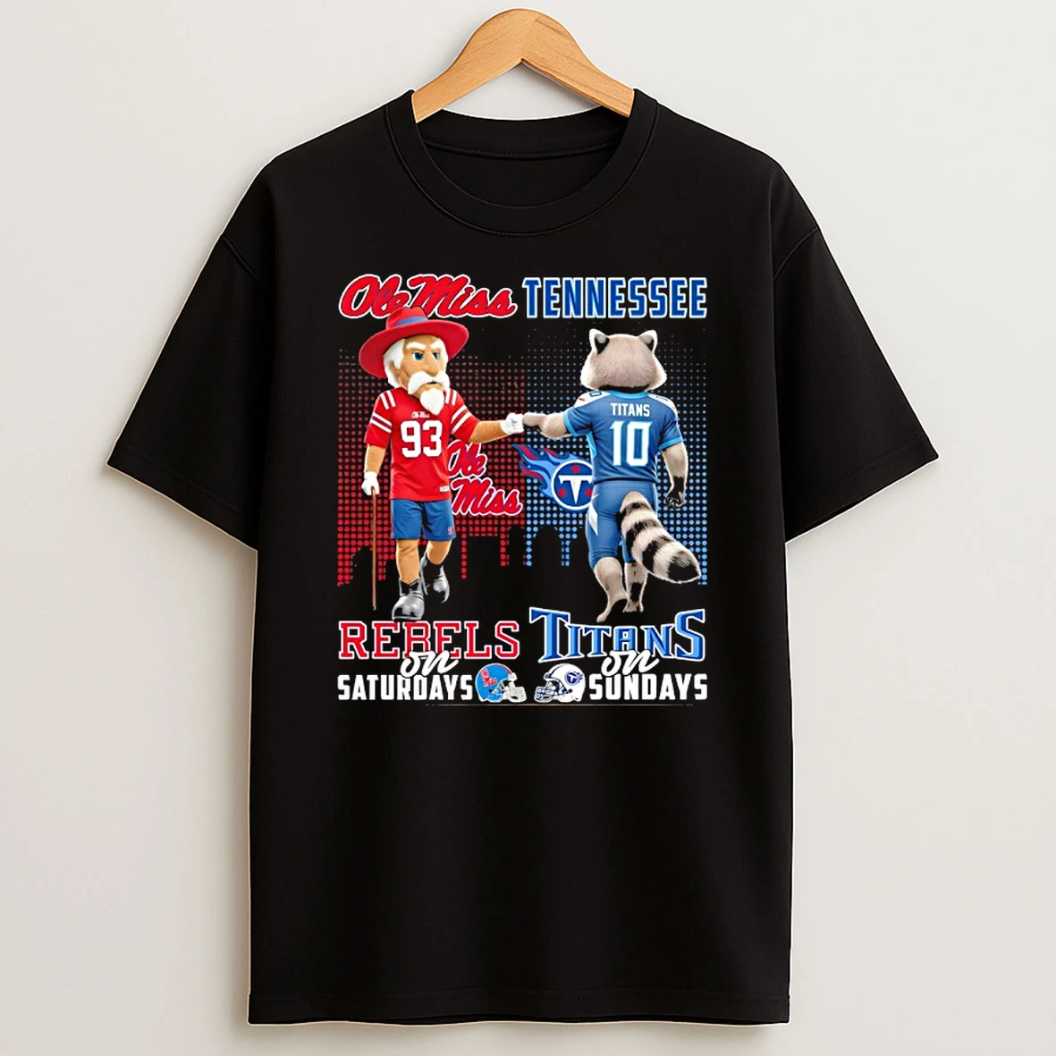 Ole Miss Rebels On Saturdays X Tennessee Titans On Sundays Mascot T Shirt