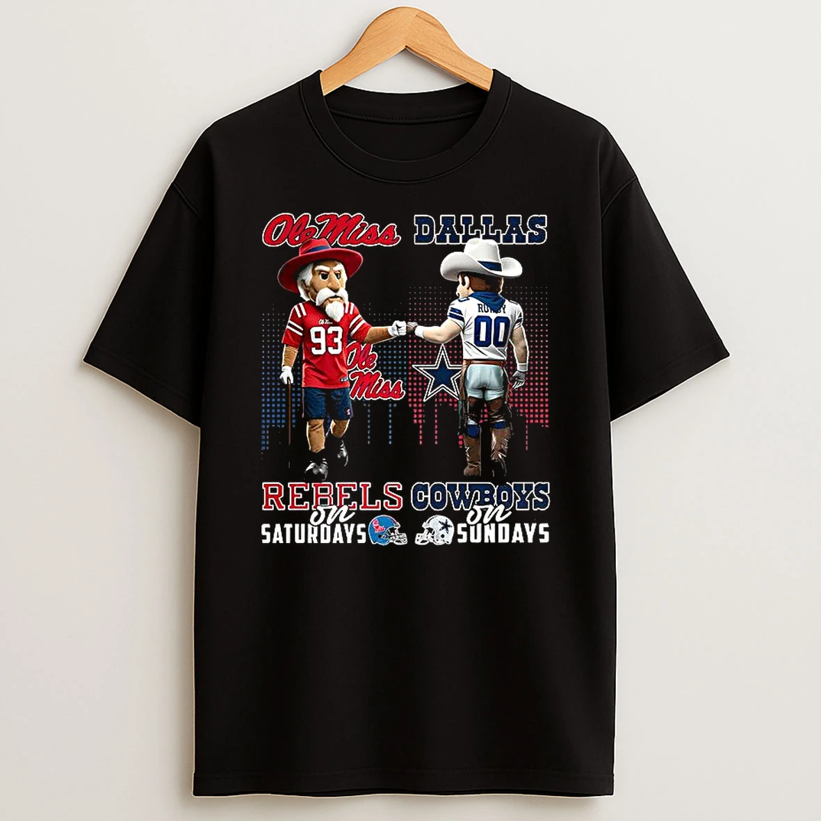 Ole Miss Rebels On Saturdays Vs Dallas Cowboys On Sundays Mascot T Shirt