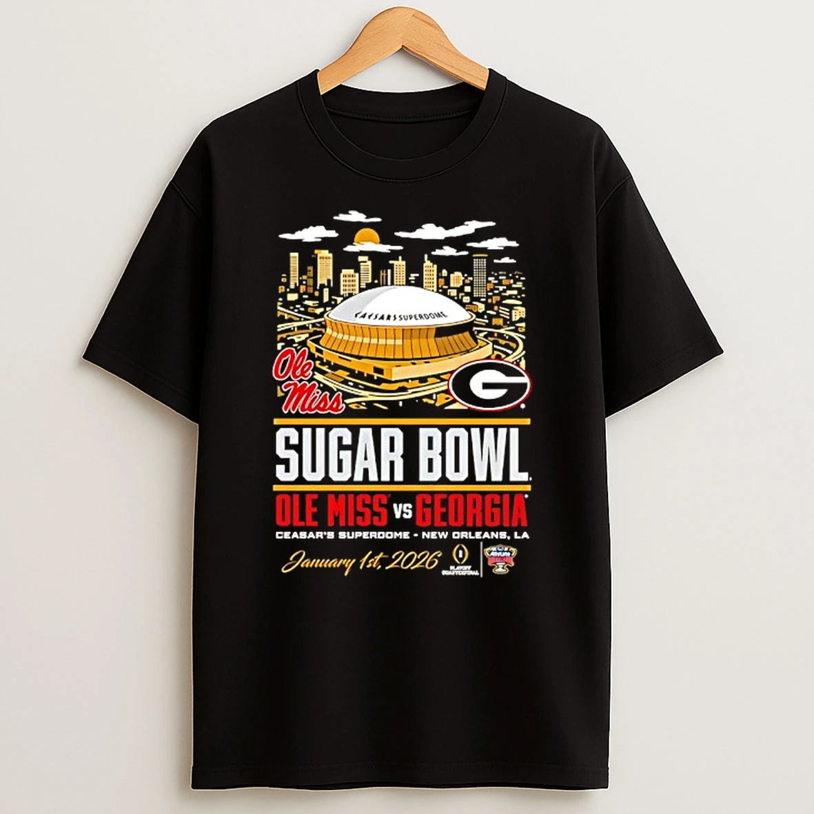Ole Miss Rebels Vs Georgia Bulldogs 2026 Sugar Bowl Head To Head Stadium T Shirt