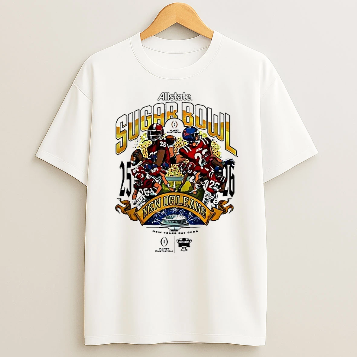 Ole Miss Rebels Vs Georgia Bulldogs Cfp 2026 Allstate Sugar Bowl New Orleans Caricature T Shirt