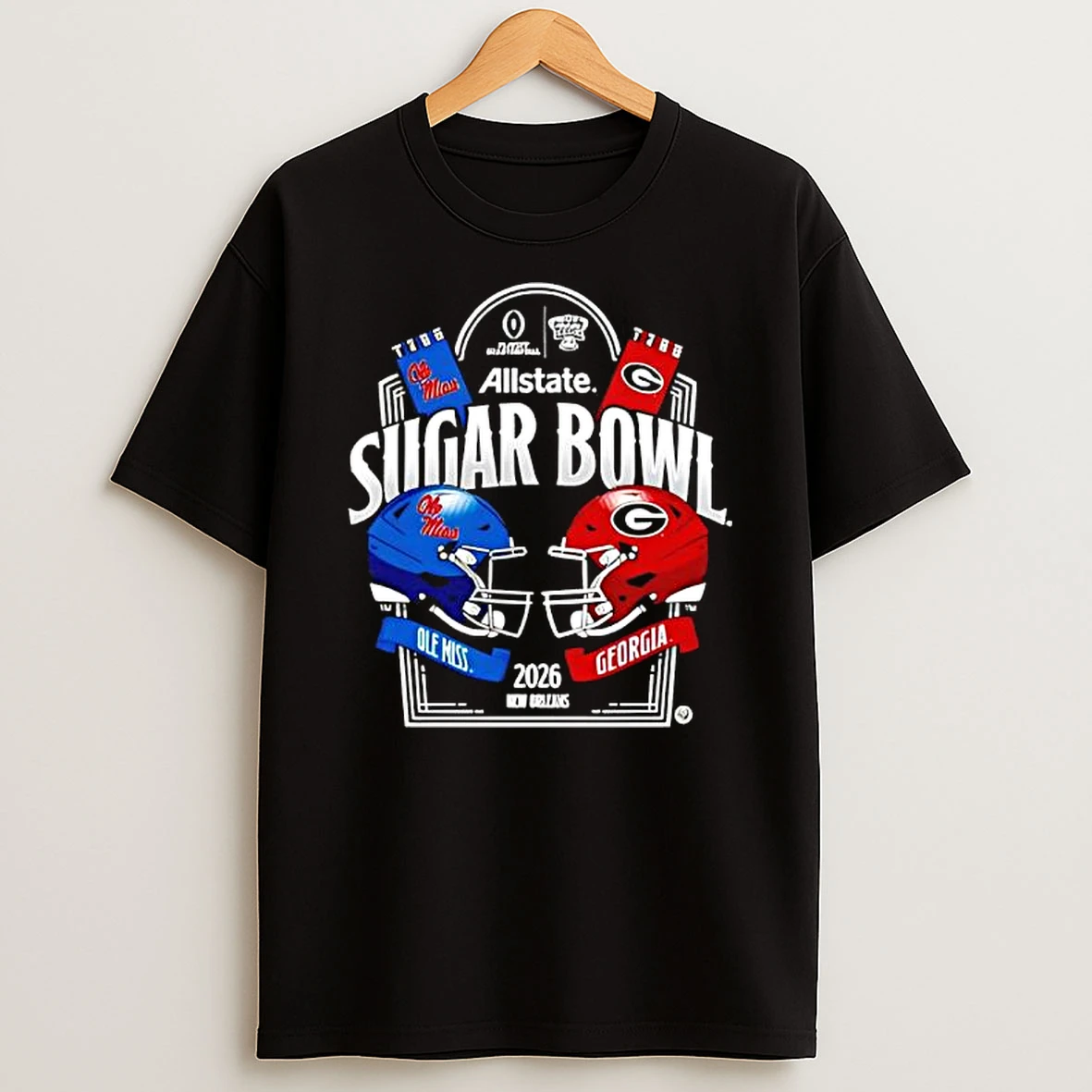 Ole Miss Rebels Vs Georgia Bulldogs Playoff Quarterfinal Allstate Sugar Bowl 2026 New Orleans T Shirt