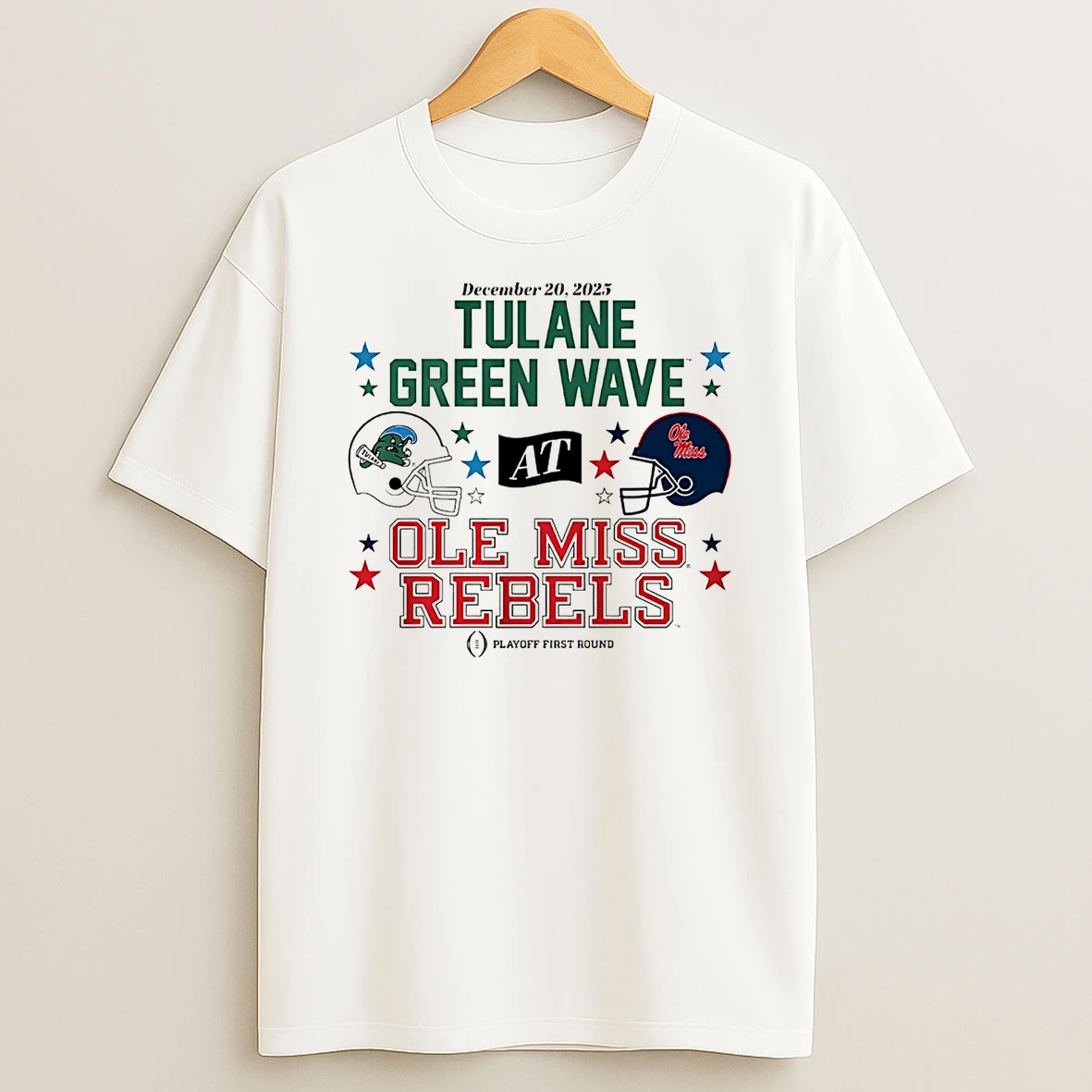 Ole Miss Rebels Vs Tulane Green Wave 2025 Cfp First Round T Shirt