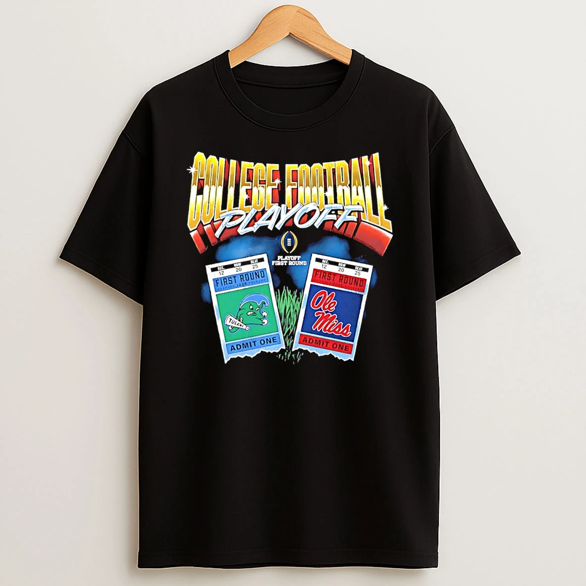 Ole Miss Rebels Vs Tulane Green Wave College Football Playoff 2025 First Round Matchup Ticket T Shirt
