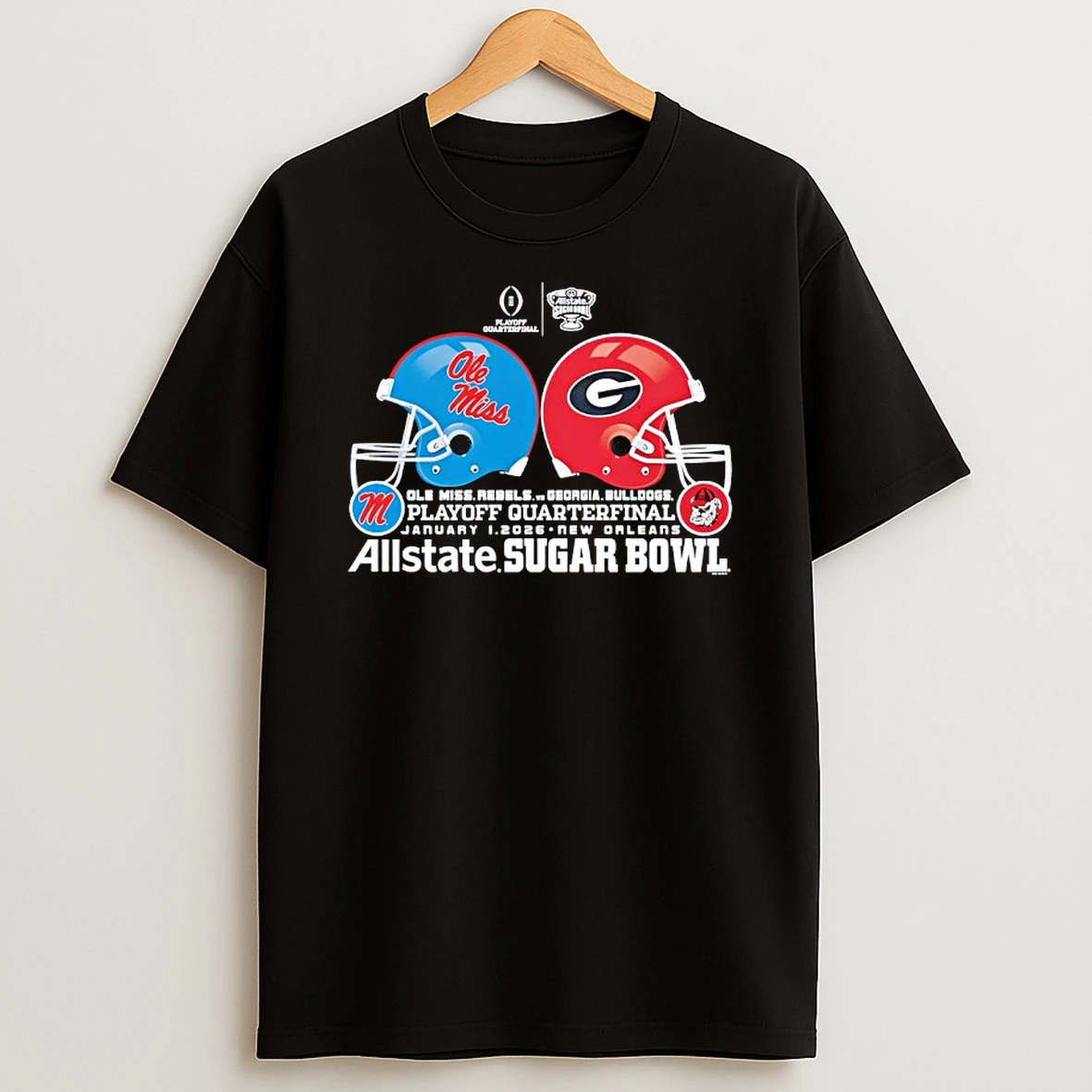 Ole Miss Rebels X Georgia Bulldogs Playoff Quarterfinal January 1 2026 Helmet T Shirt