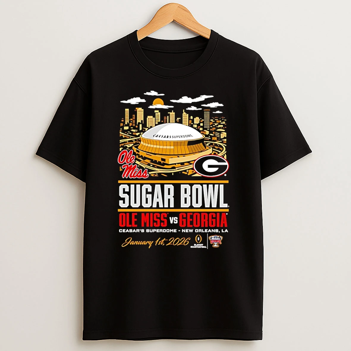 Ole Miss Vs Georgia Cfp 26 Sugar Bowl Stadium T Shirt