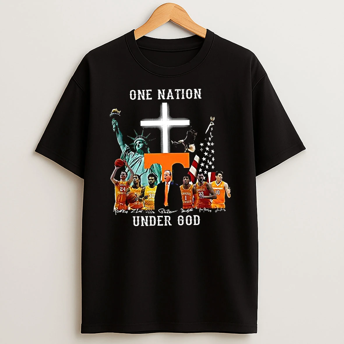 One Nation Under God Tennessee Basketball Signature T Shirt