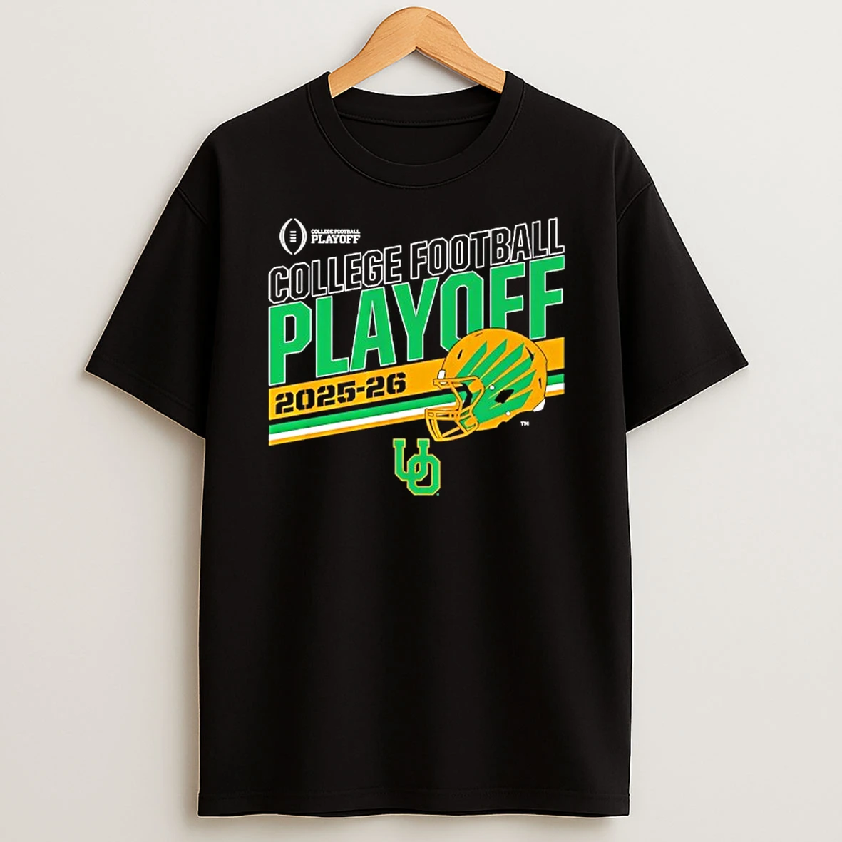 Oregon Ducks 2025 2026 College Football Playoff Stripe Helmet T Shirt