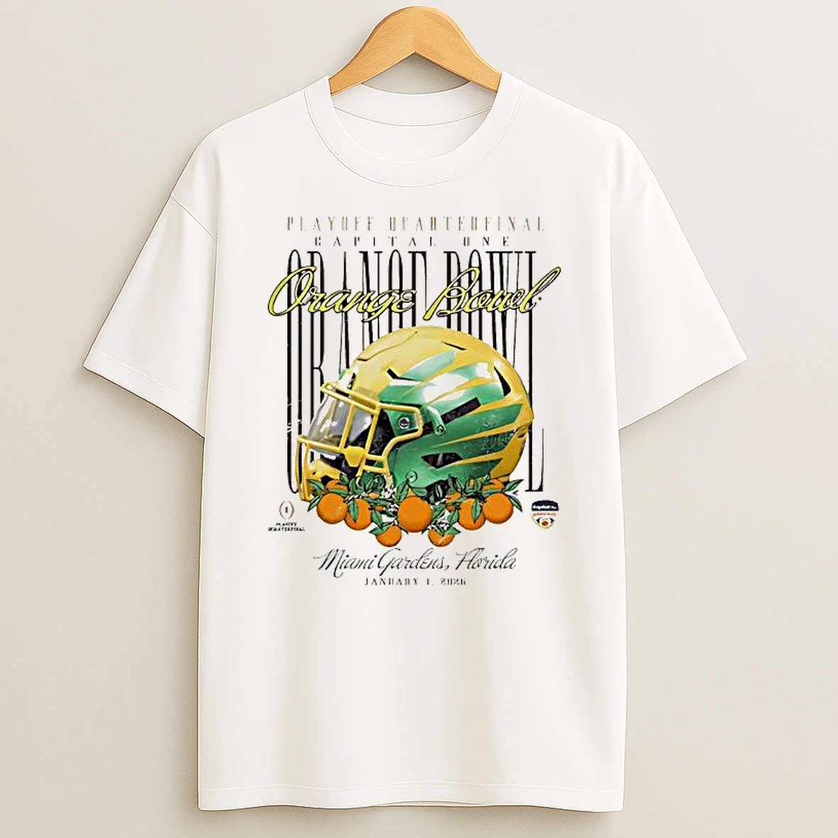 Oregon Ducks 2026 Orange Bowl Helmet T Shirt