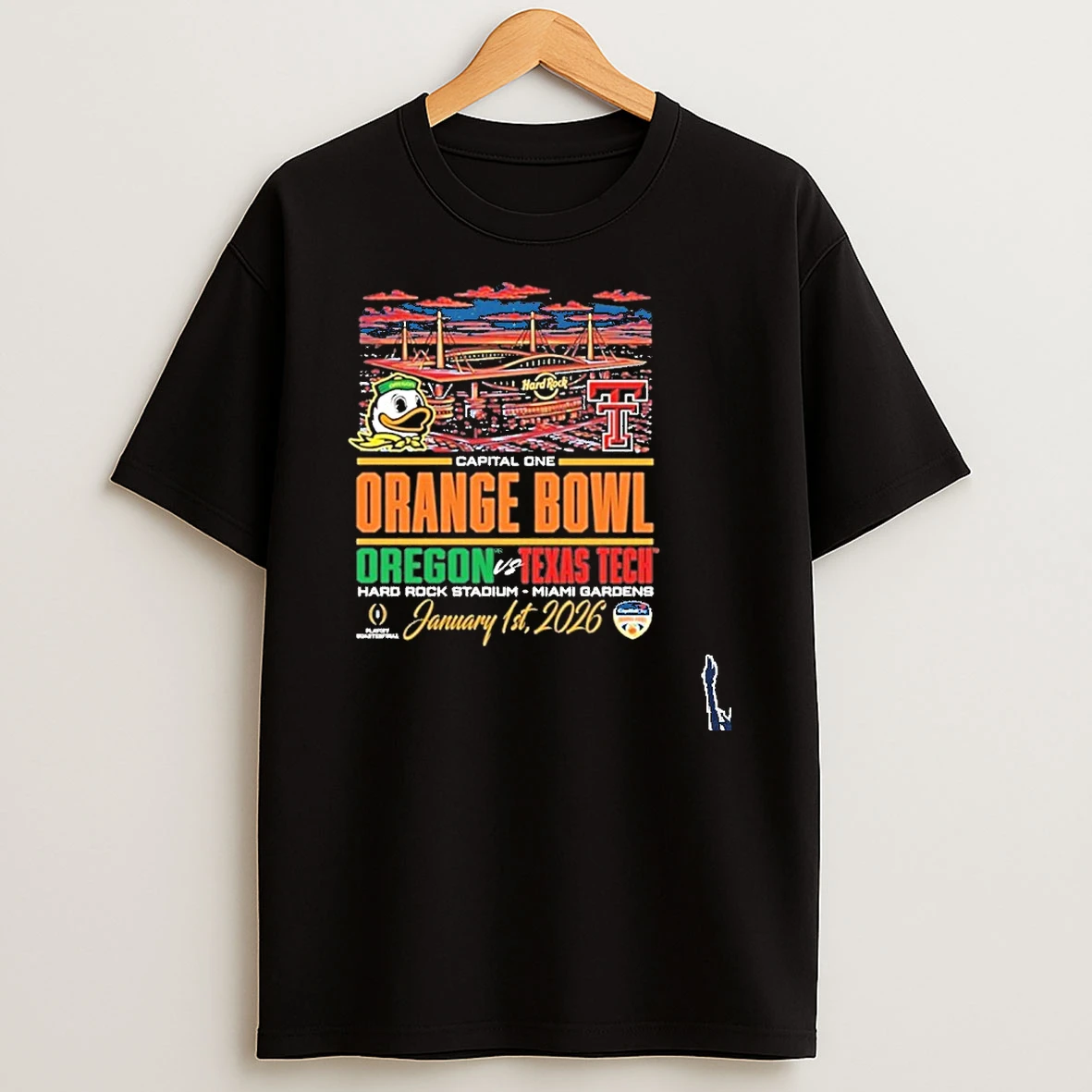 Oregon Ducks 2026 Orange Bowl Vs Texas Tech Hard Rock Stadium T Shirt