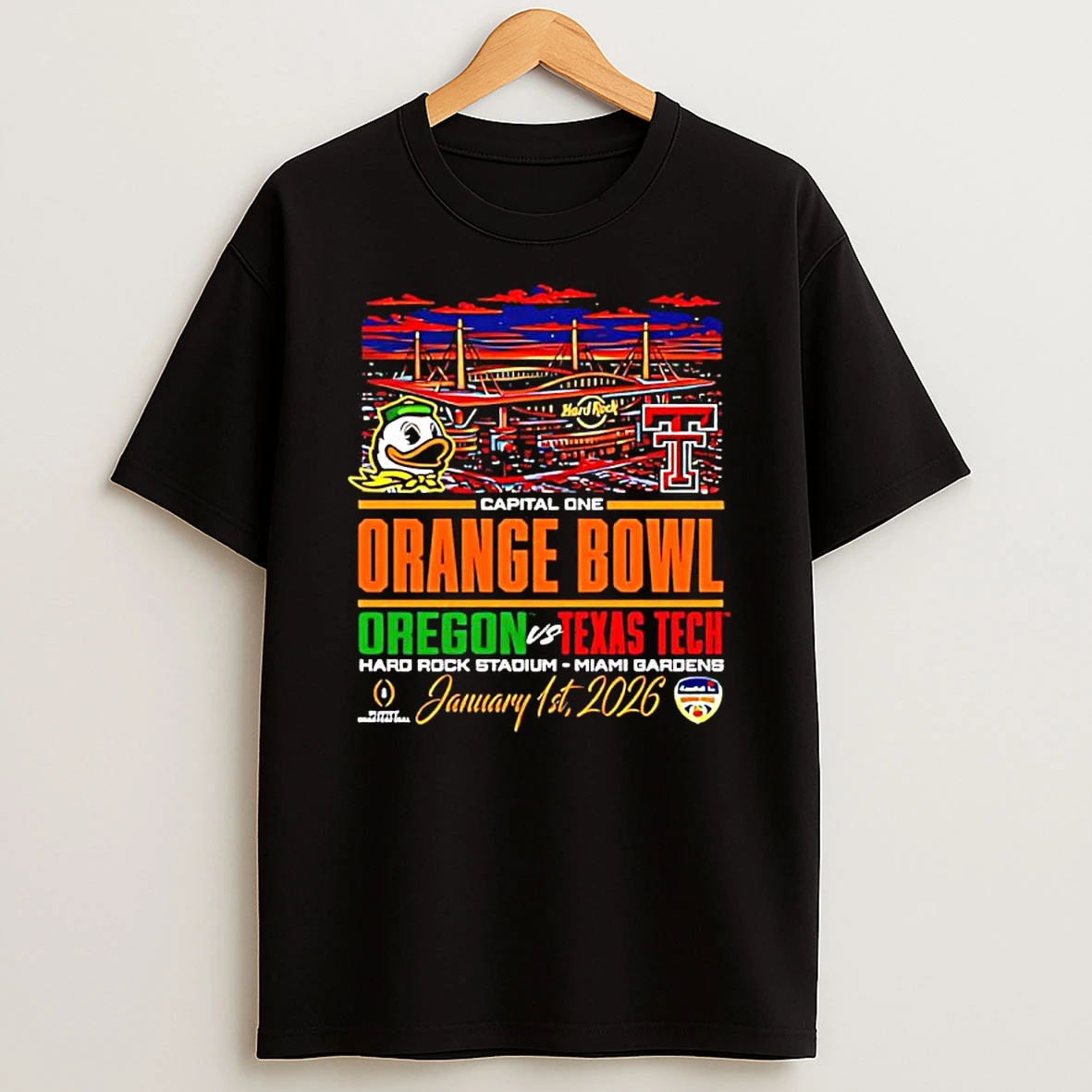 Oregon Ducks 2026 Orange Bowl Vs Texas Tech Stadium T Shirt