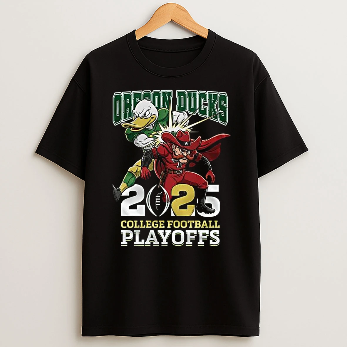 Oregon Ducks Beat Texas Tech 2025 College Football Playoffs Mascot T Shirt