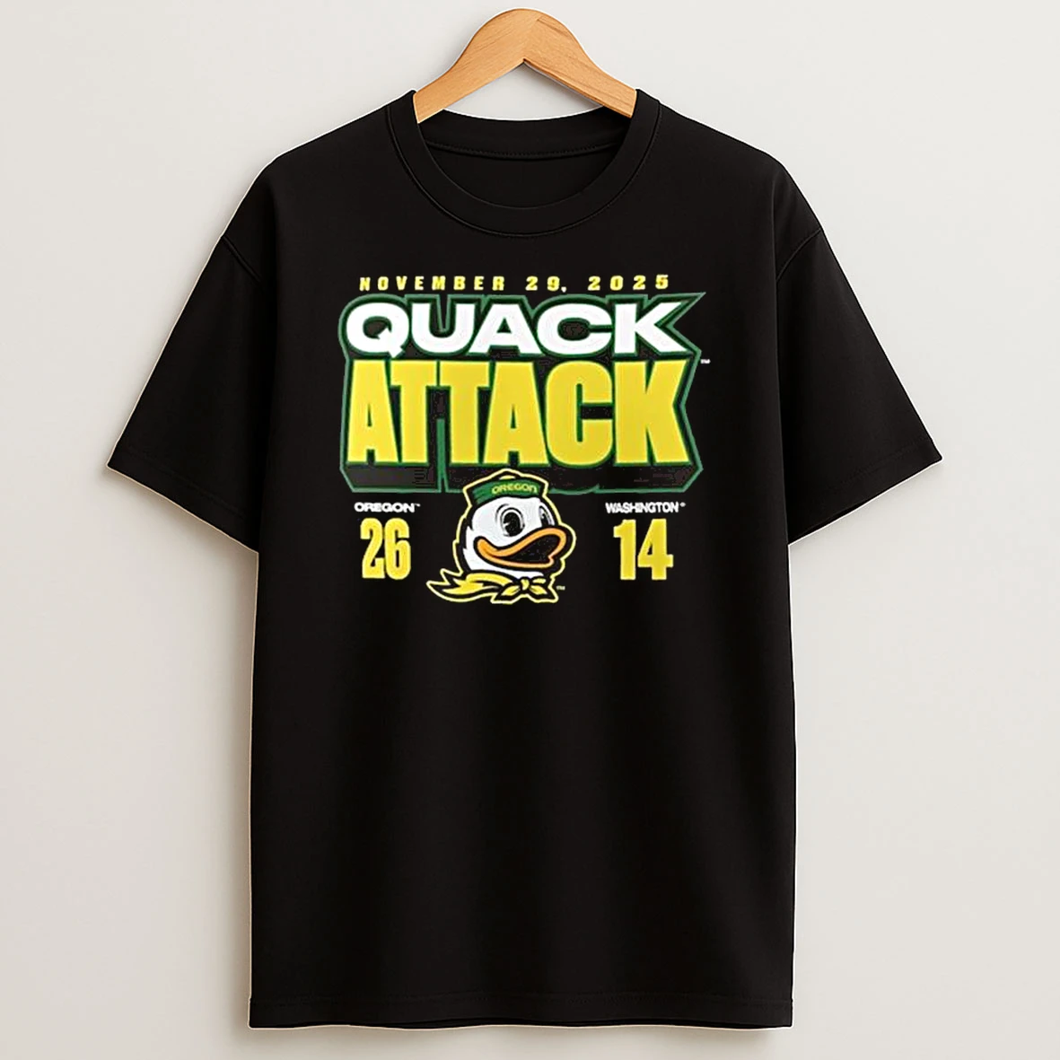 Oregon Ducks Vs Washington Huskies Quack Attack 2025 Score 26 14 T Shirt