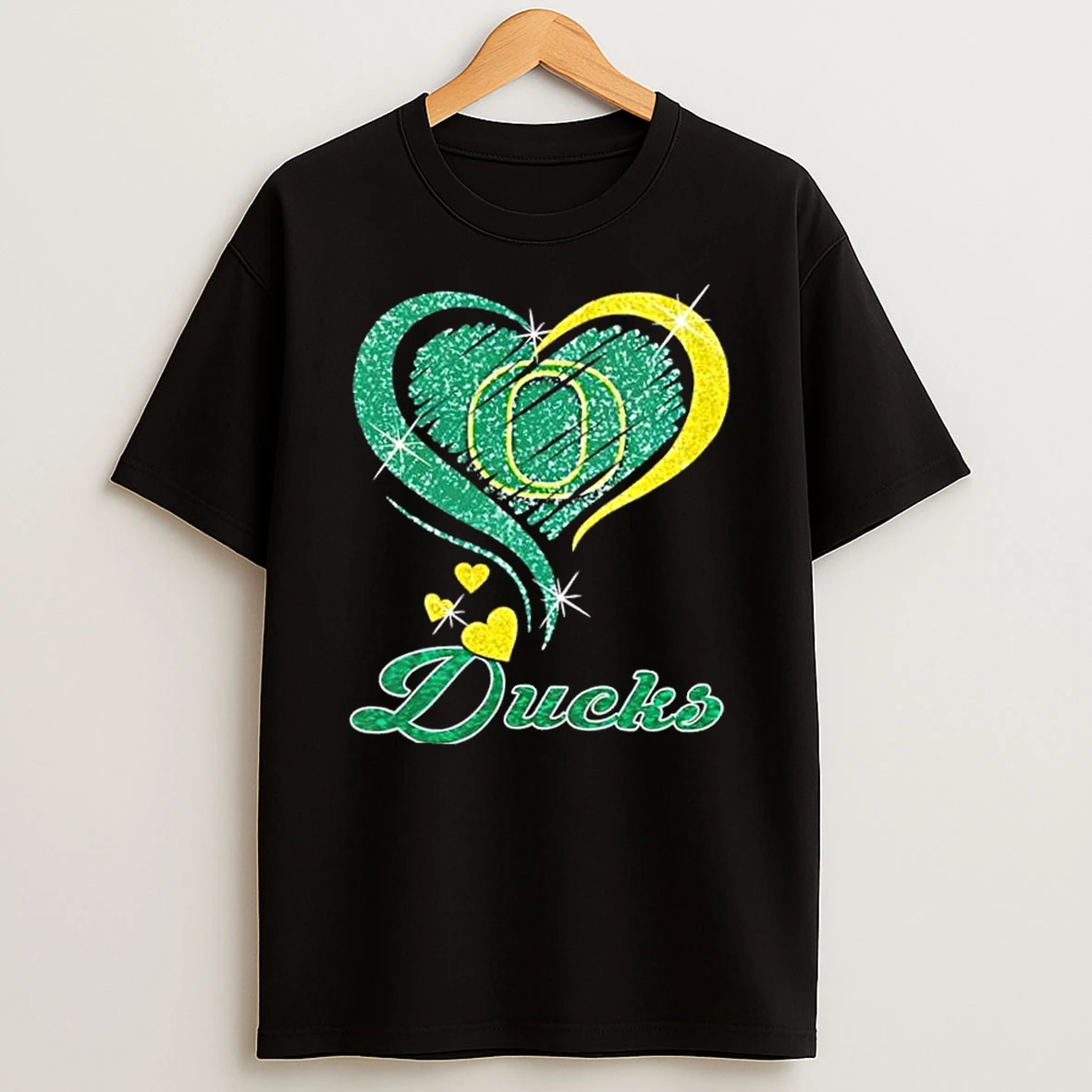 Oregon Ducks Football In Glitter Heart Fans T Shirt
