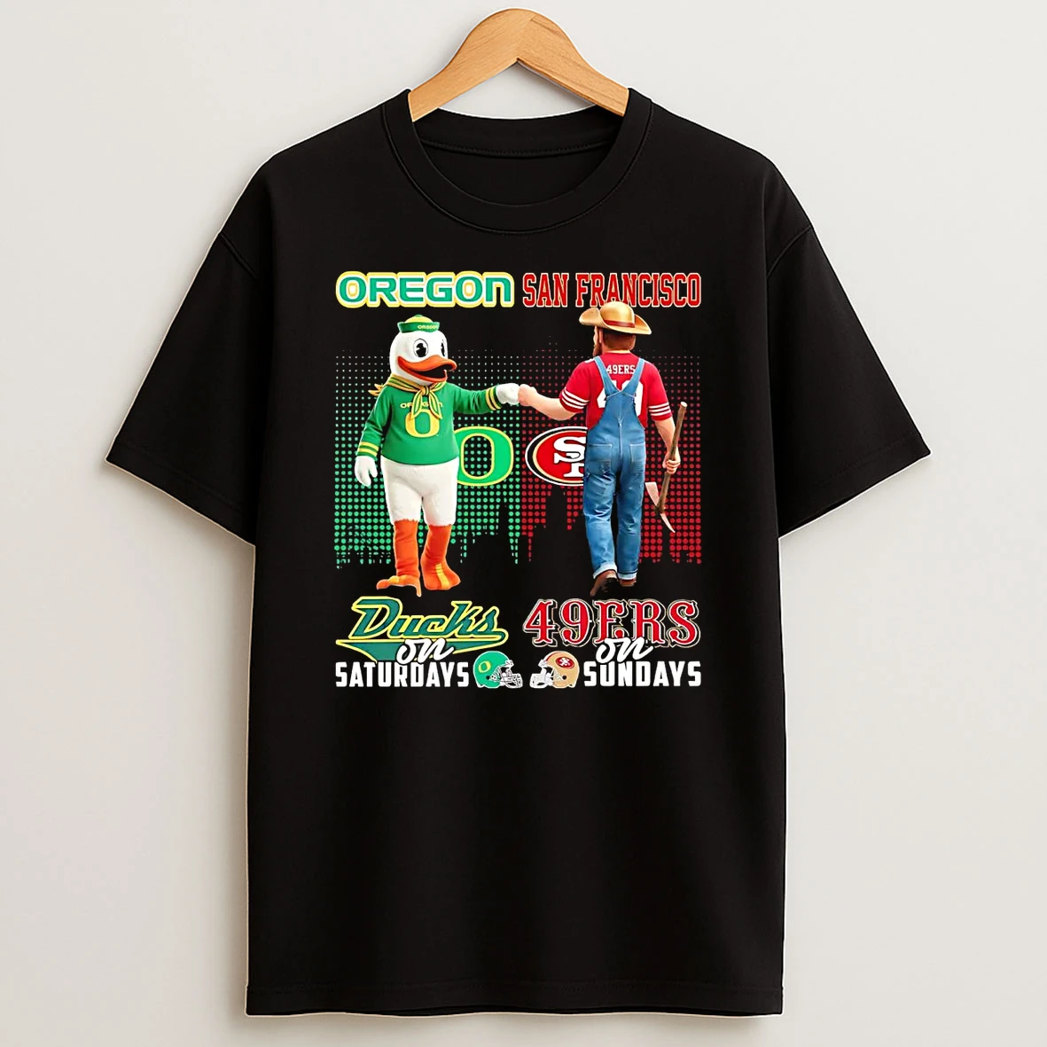 Oregon Ducks On Saturdays San Francisco 49ers On Sundays Mascot T Shirt
