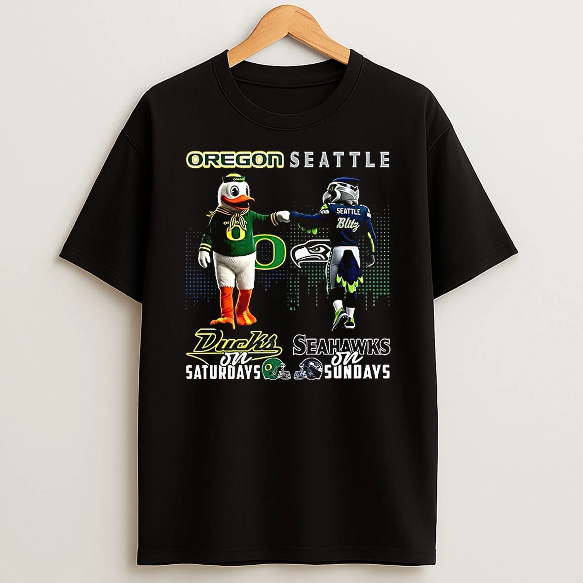 Oregon Ducks On Saturdays Vs Seattle Seahawks On Sundays Mascot T Shirt
