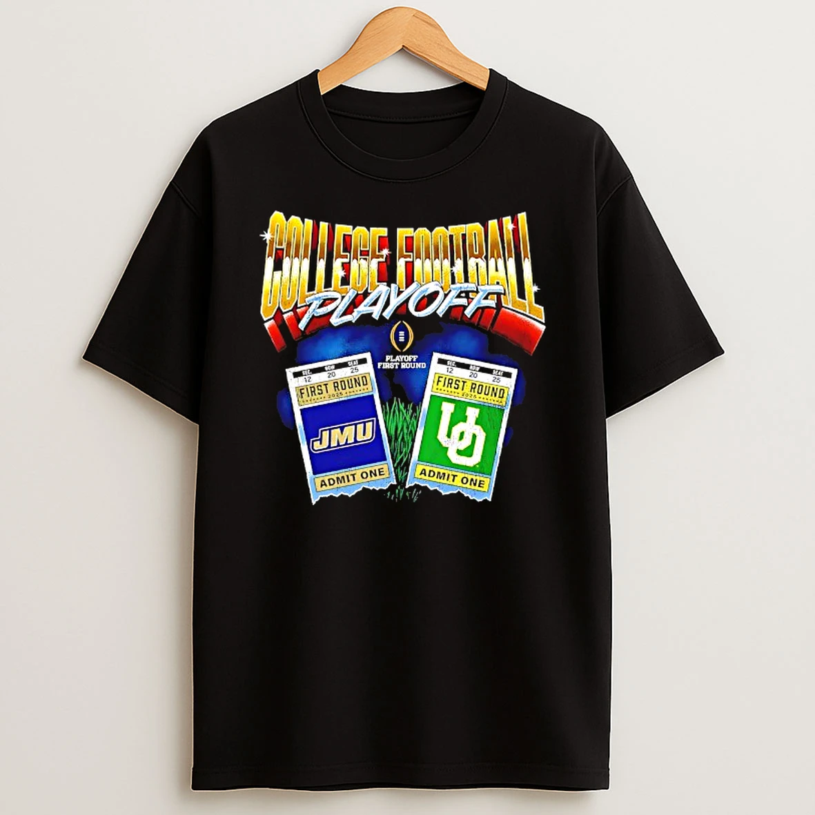 Oregon Ducks Vs James Madison Dukes 2025 Cfp First Round Matchup Ticket T Shirt