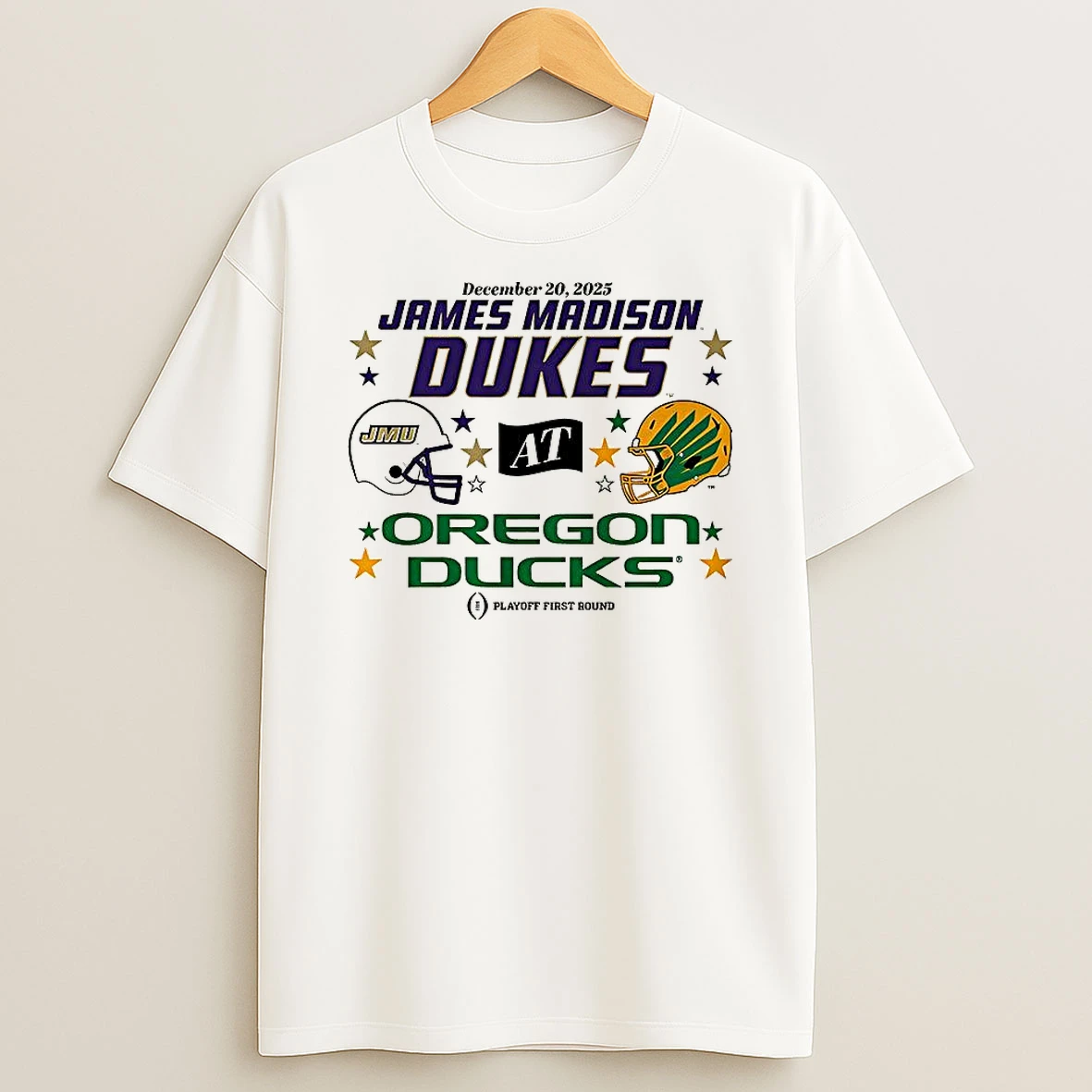 Oregon Ducks Vs James Madison Dukes 2025 Cfp First Round Matchup Helmet T Shirt
