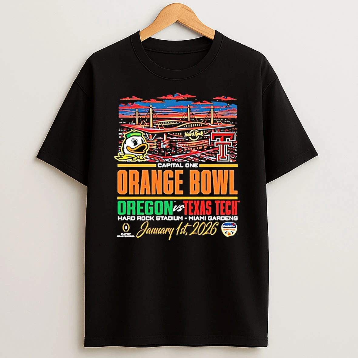 Oregon Ducks Vs Texas Tech Red Raiders Orange Bowl Capital One Hard Rock Stadium T Shirt