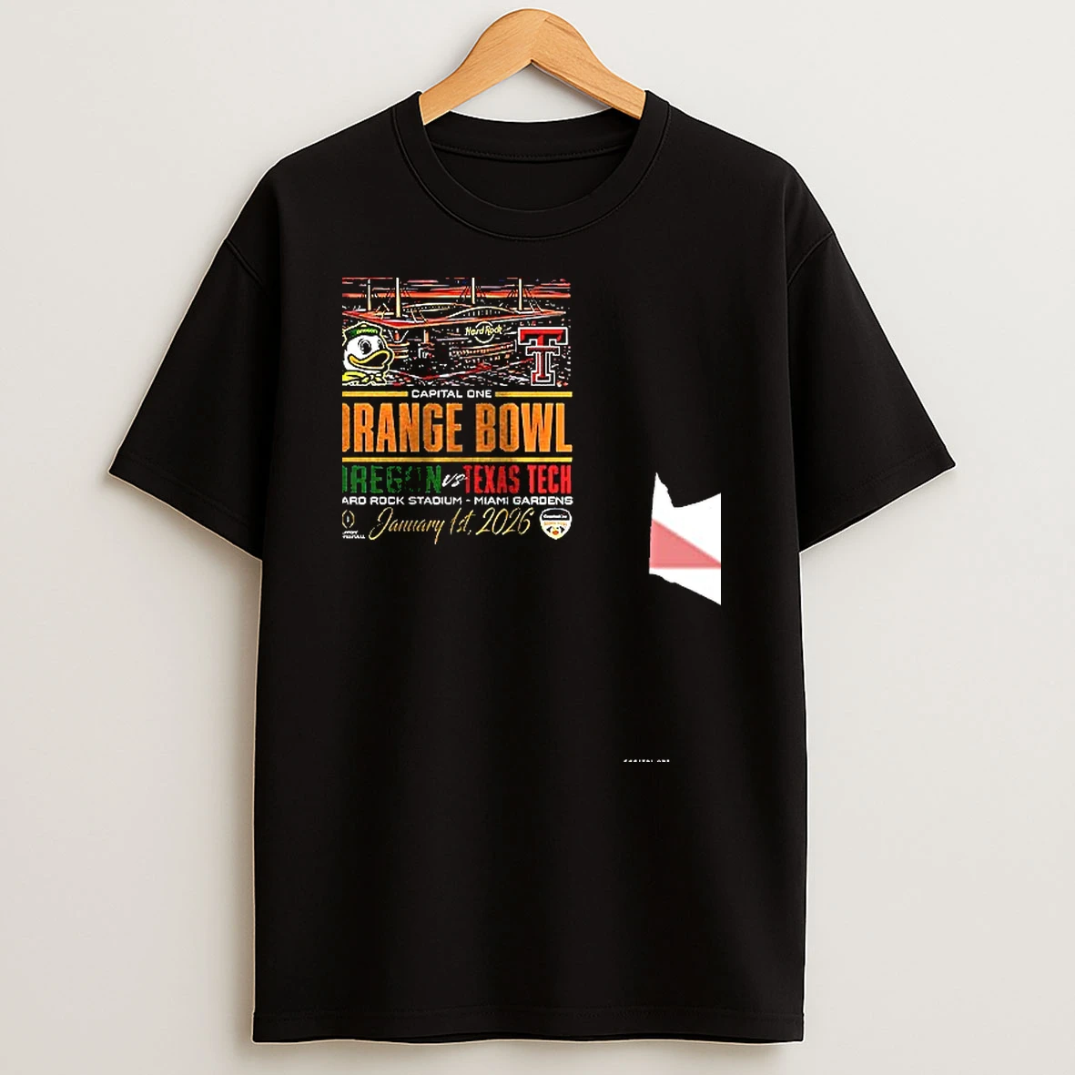 Oregon Ducks Vs Texas Tech Red Raiders 2026 Capital One Orange Bowl Matchup T Shirt