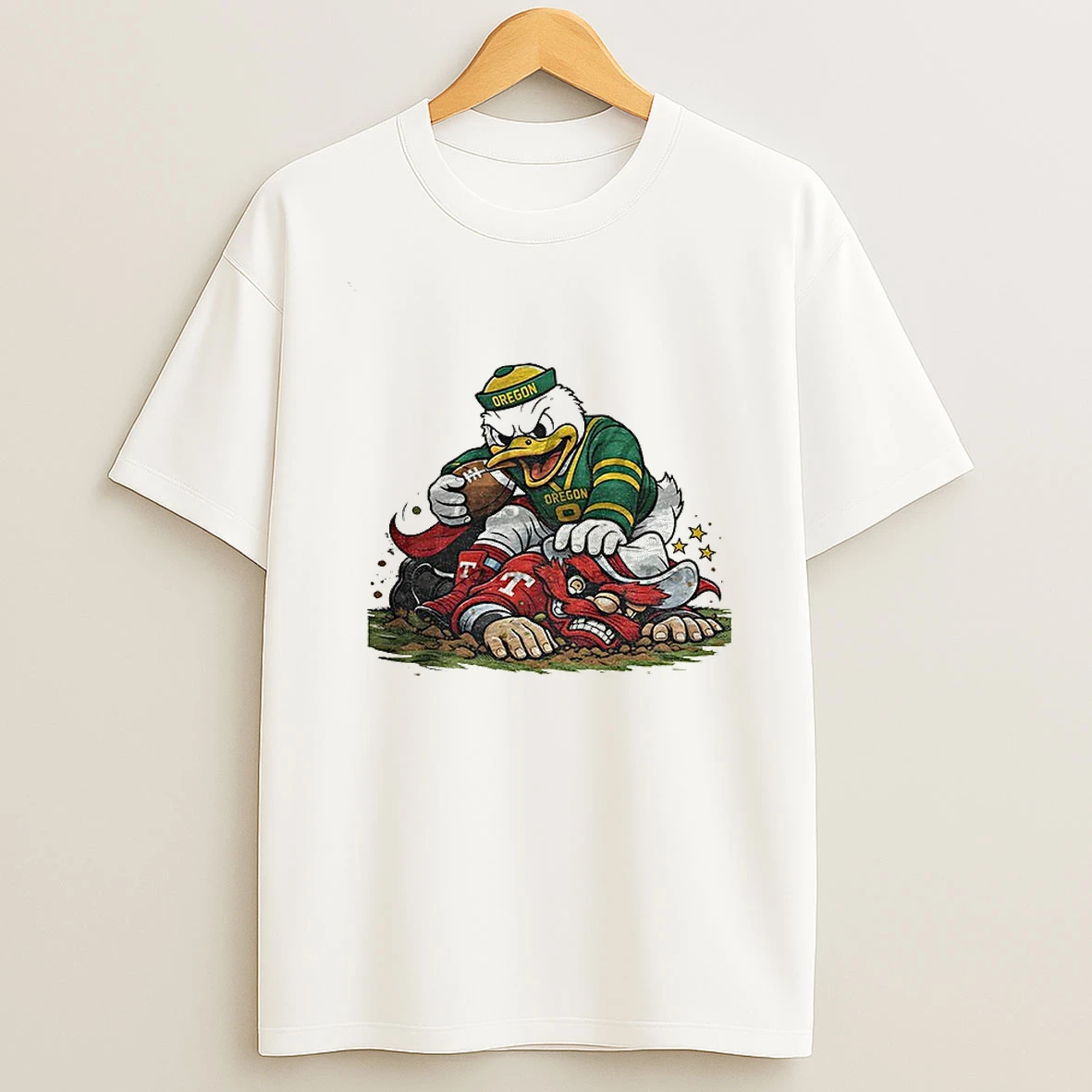 Oregon Ducks Vs Texas Tech Red Raiders Playoffs Retro Rivalries Football Artwork T Shirt