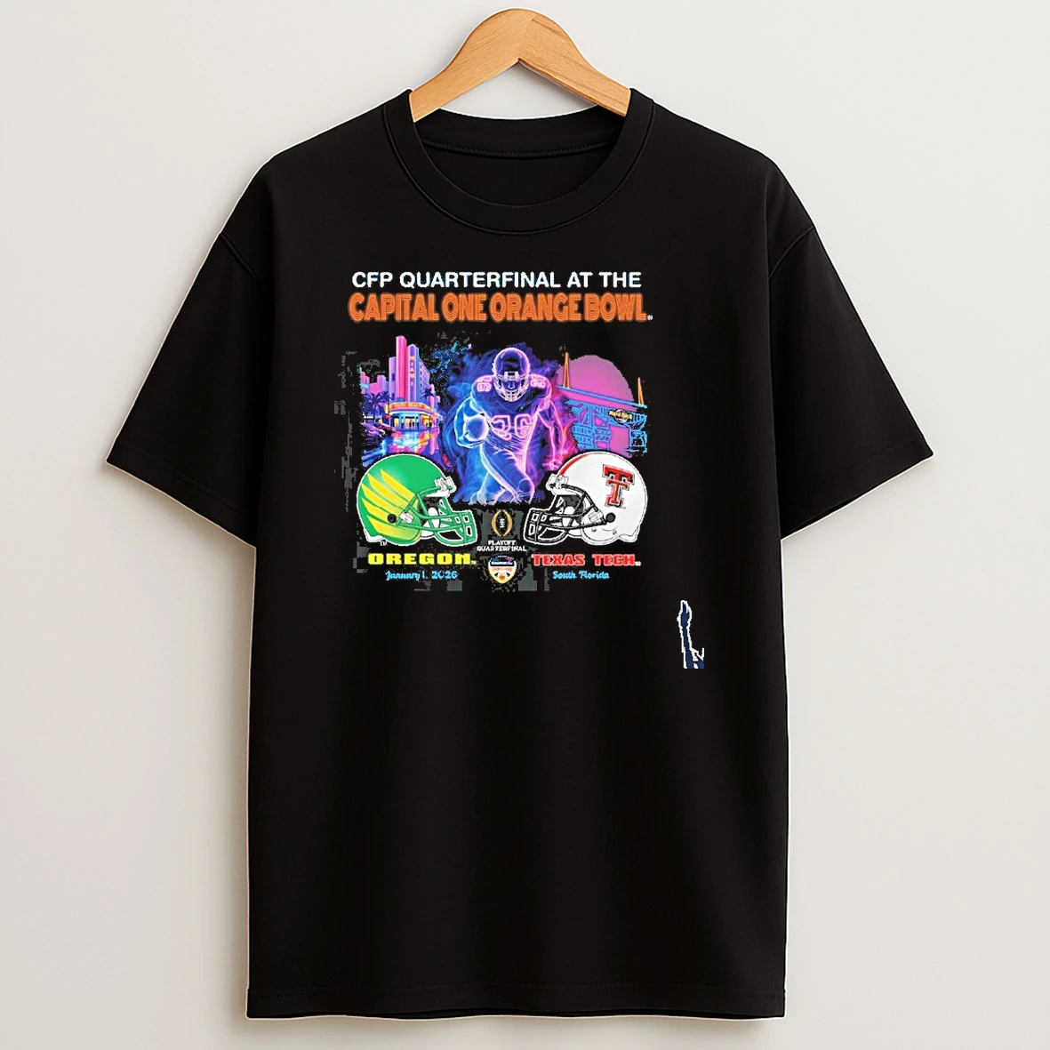 Oregon Vs Texas Tech 2026 Cfp Orange Bowl Art Deco Game T Shirt