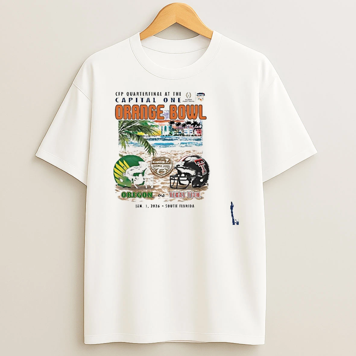 Oregon Vs Texas Tech 2026 Orange Bowl Sobe Showdown Beach T Shirt
