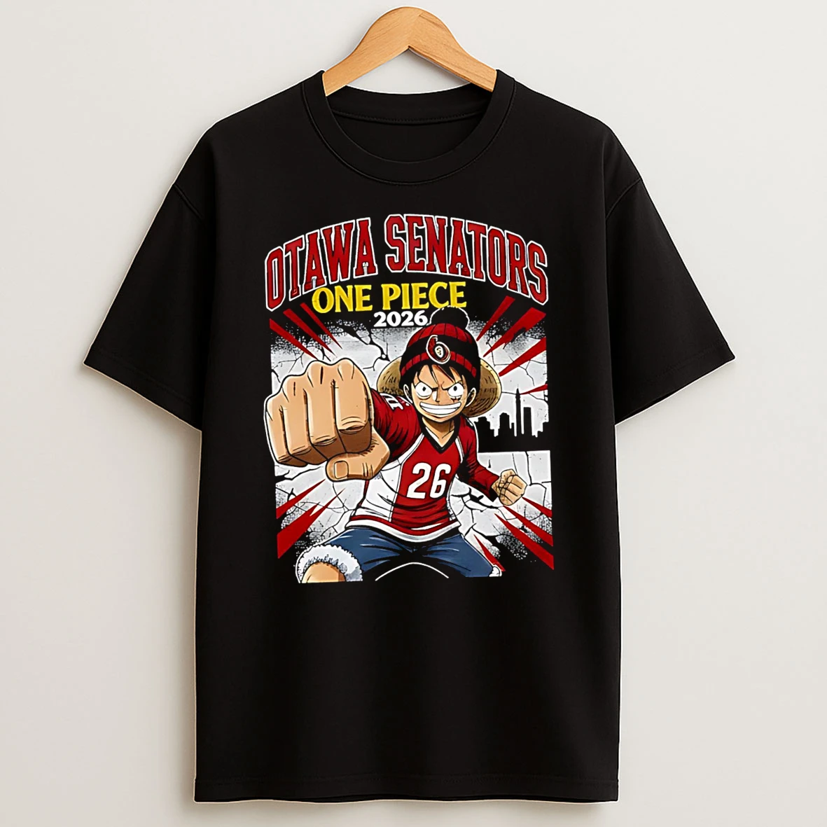 Ottawa Senators One Piece 2026 Luffy T Shirt