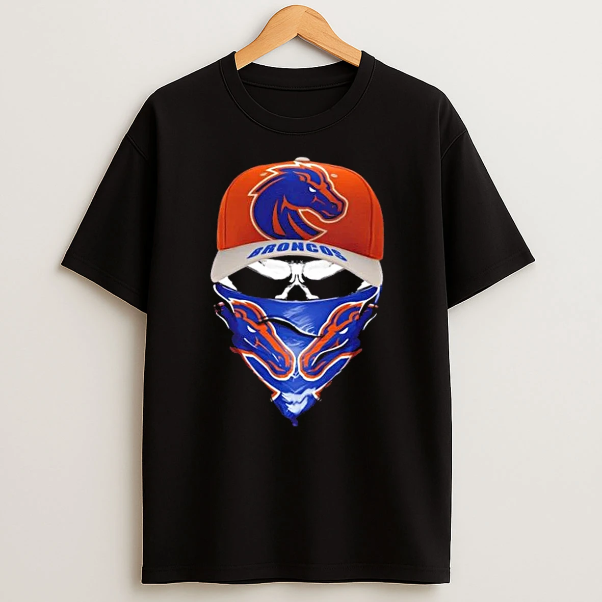 Outlaw Skull Gang Wearing A Cap X Boise State Broncos T Shirt