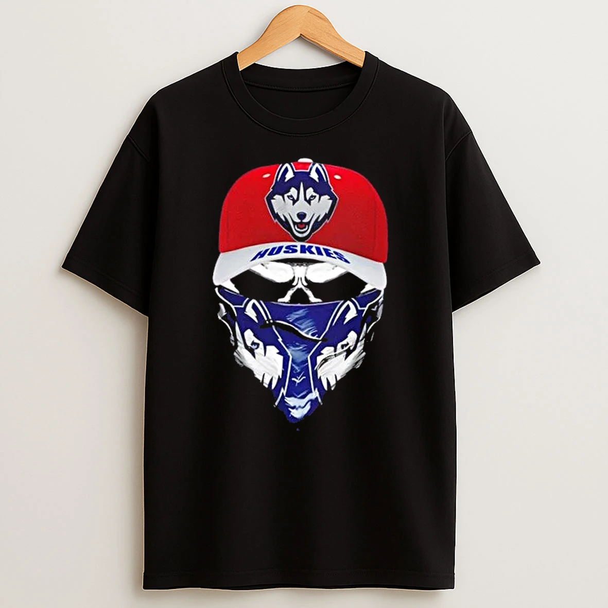 Outlaw Skull Gang Wearing A Cap X Connecticut Huskies T Shirt