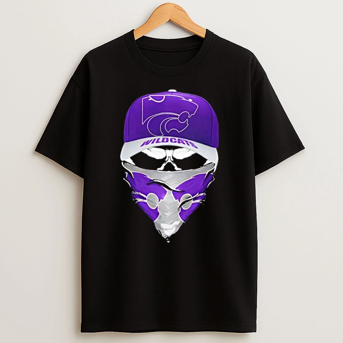 Outlaw Skull Gang Wearing A Cap X Kansas State Wildcats T Shirt