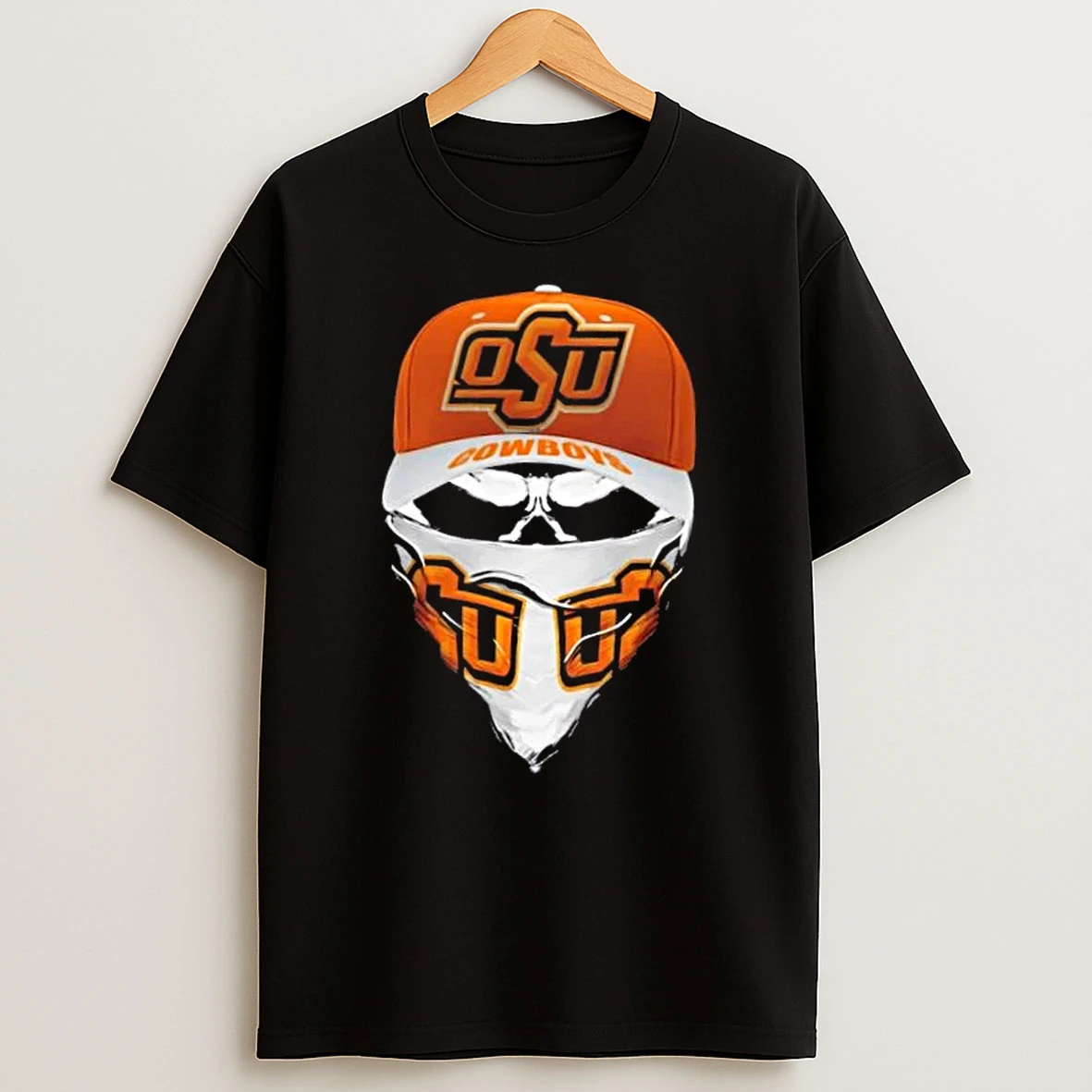 Outlaw Skull Gang Wearing A Cap X Oklahoma State Cowboys T Shirt