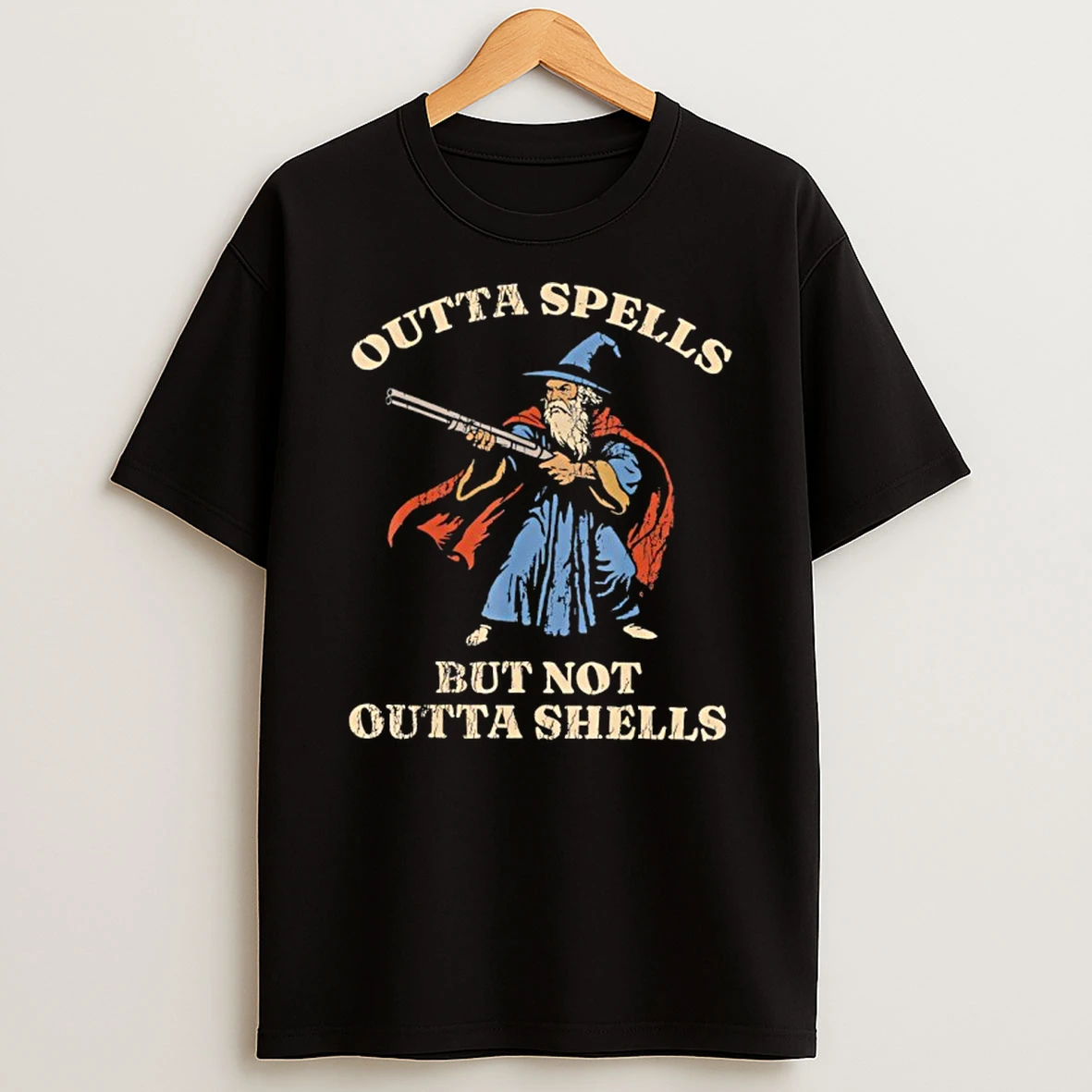 Outta Spells But Not Outta Shells Wizard Fantasy T Shirt