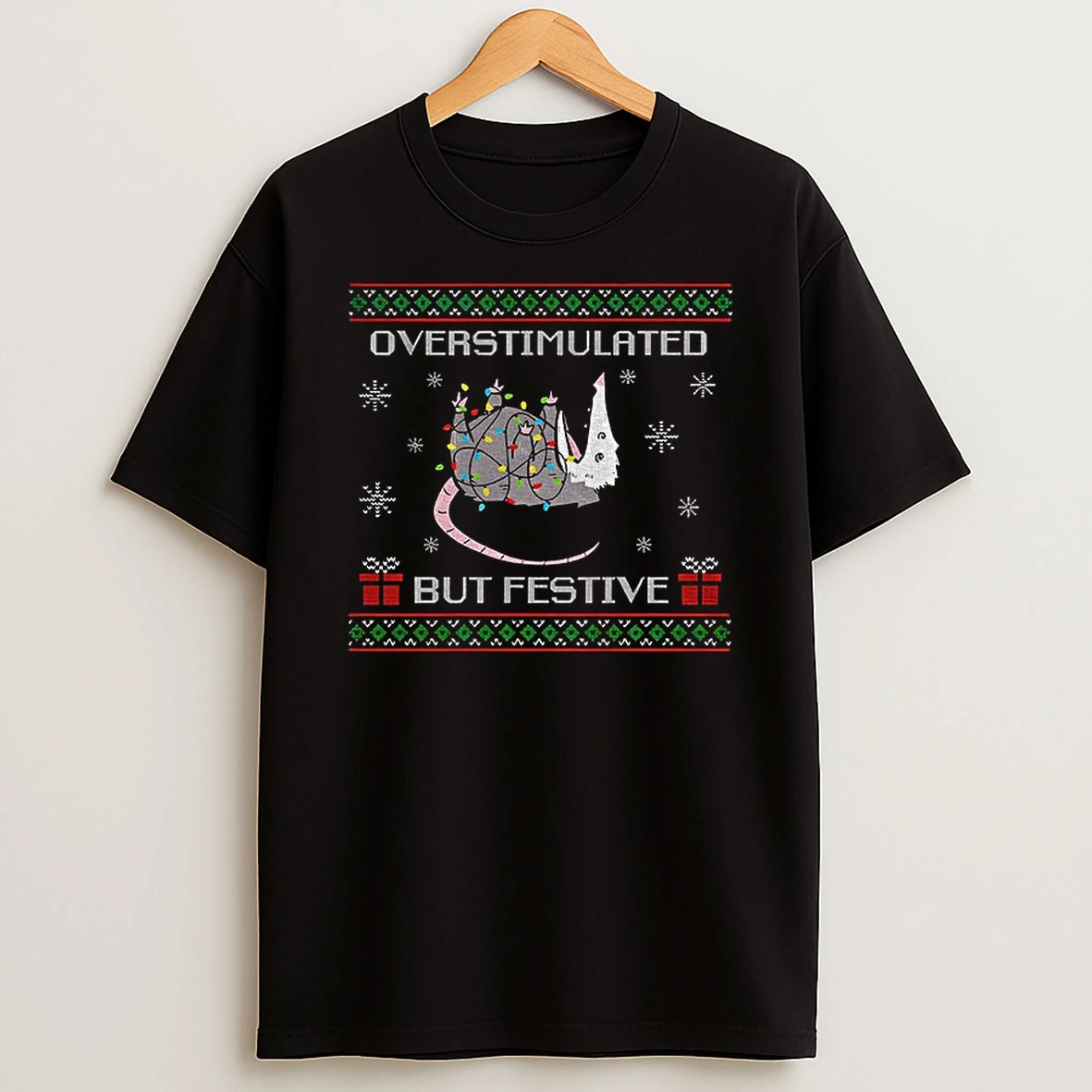 Overstimulated But Festive Possum Christmas 2025 T Shirt