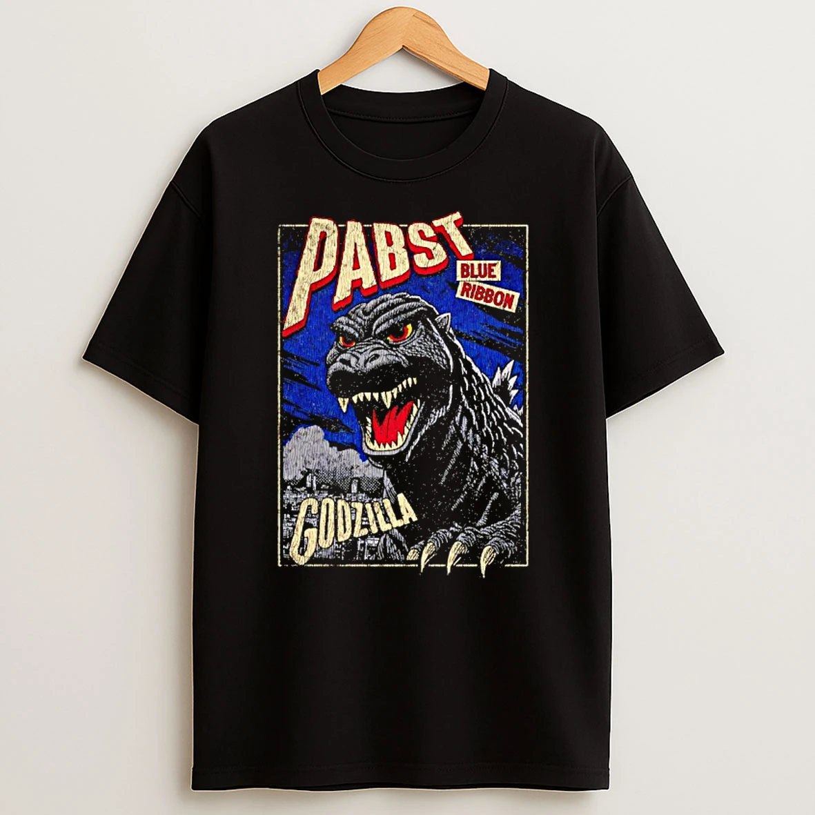 Pabst Blue Ribbon Godzilla Clawed Ribbon Vintage T Shirt