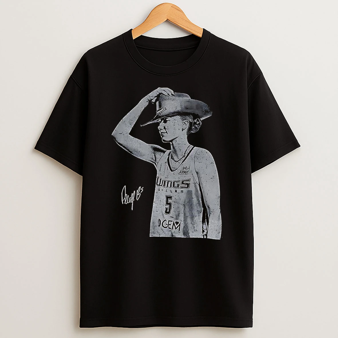 Paige Bueckers Dallas Wings Basketball Holding Cowboy Hat Signature Vintage T Shirt