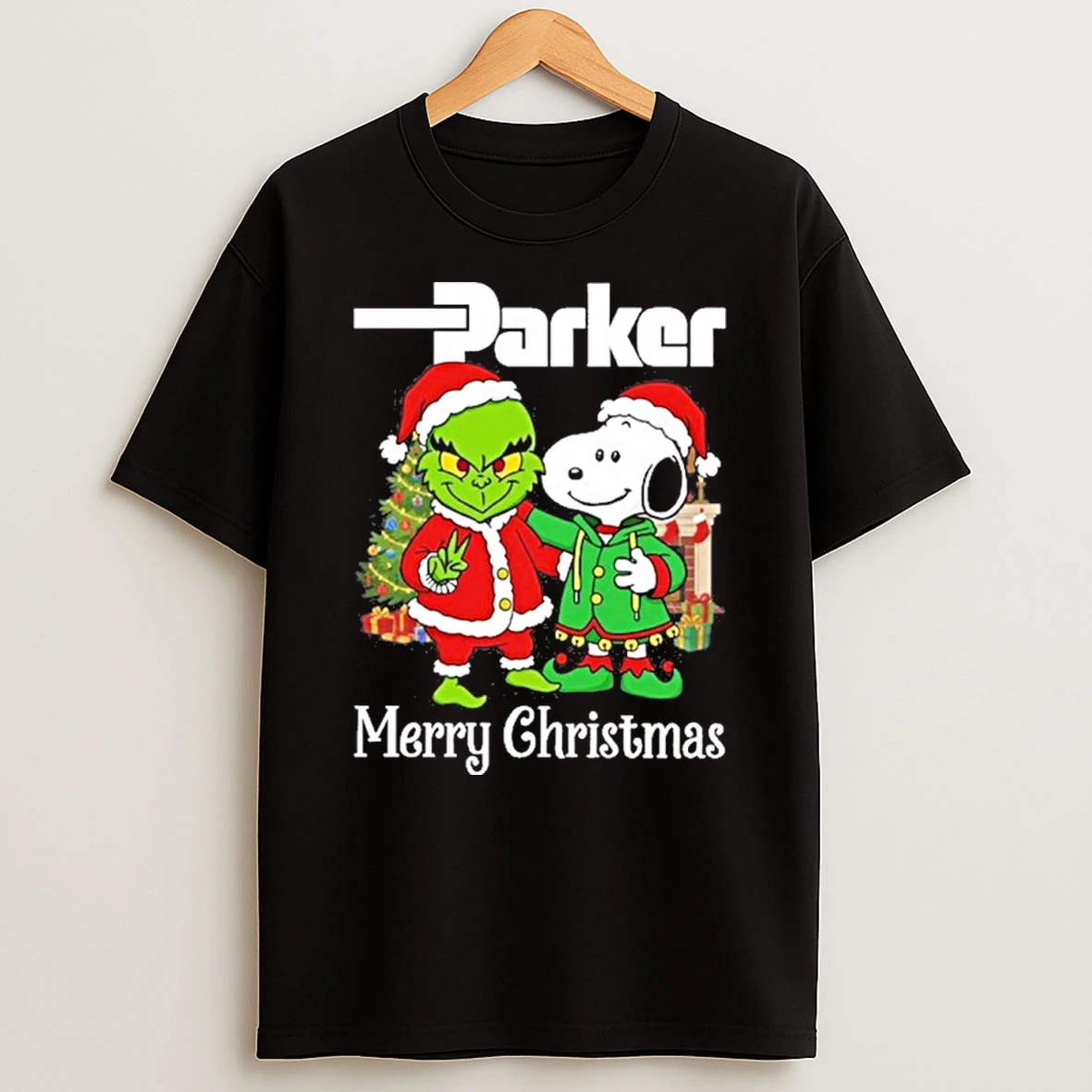 Parker Hannifin Santa Grinch X Santa Snoopy Merry Christmas T Shirt