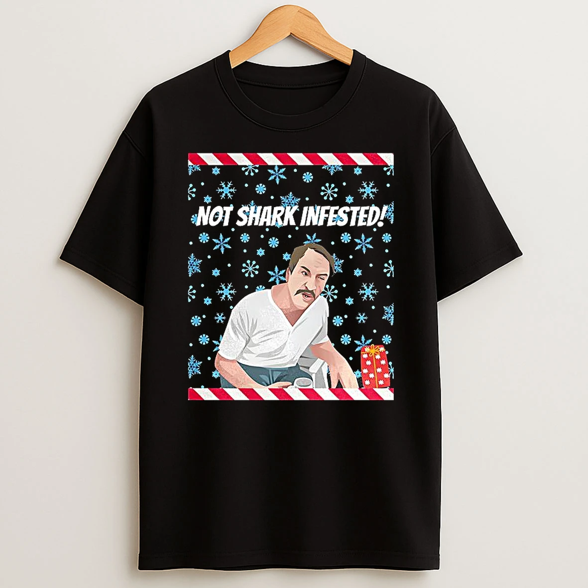 Paul Sykes Not Shark Infested Ugly Christmas T Shirt