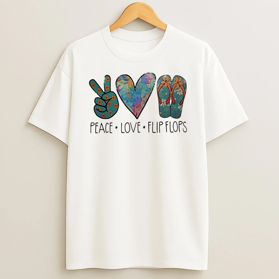 Peace Love Flip Flops Circle T Shirt