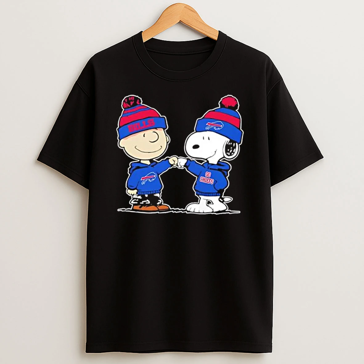 Peanuts Charlie Brown Fist Bump Snoopy X Buffalo Bills Football T Shirt