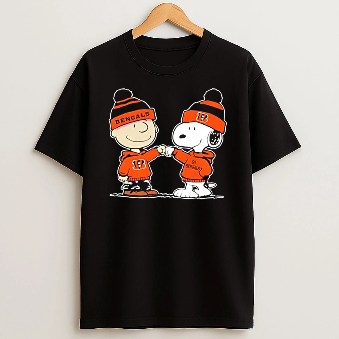 Peanuts Charlie Brown Fist Bump Snoopy X Cincinnati Bengals Football T Shirt