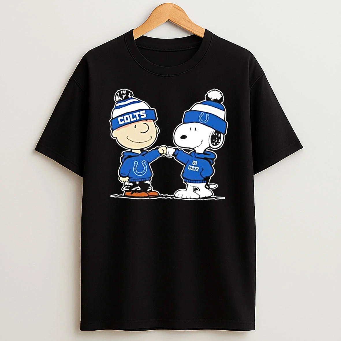 Peanuts Charlie Brown Fist Bump Snoopy X Indianapolis Colts Football T Shirt