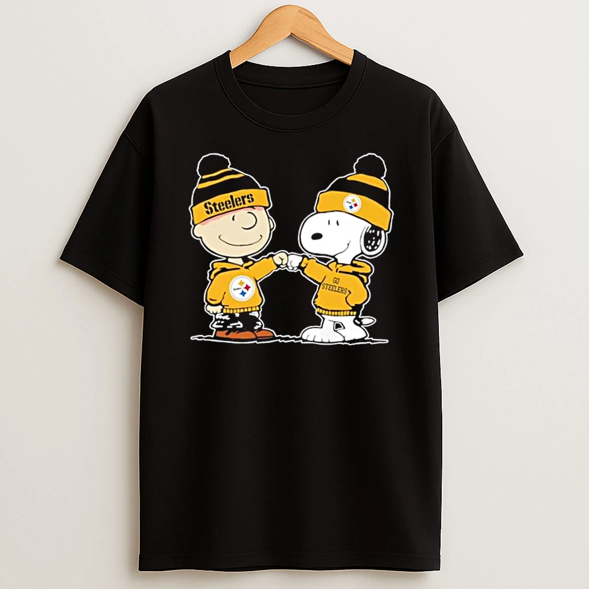Peanuts Charlie Brown Fist Bump Snoopy X Pittsburgh Steelers Football T Shirt