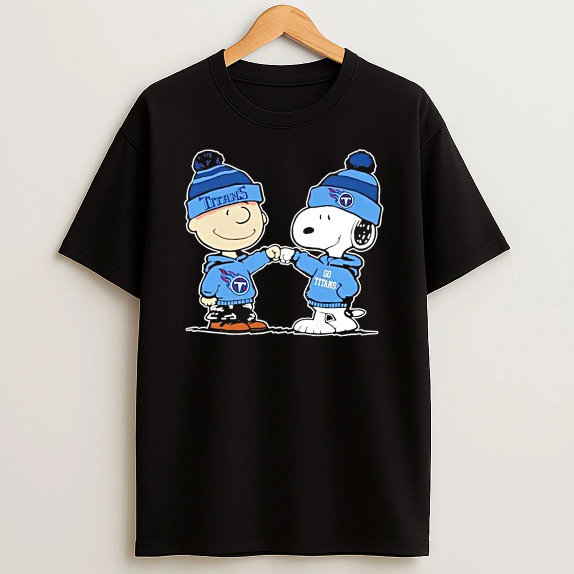 Peanuts Charlie Brown Fist Bump Snoopy X Tennessee Titans Football T Shirt