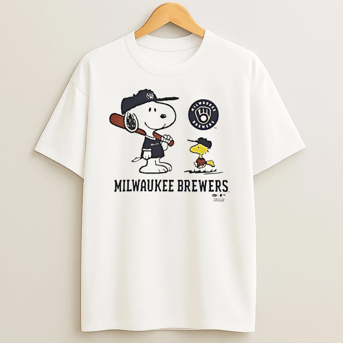 Peanuts Snoopy And Woodstock With Toddler Milwaukee Brewers T Shirt