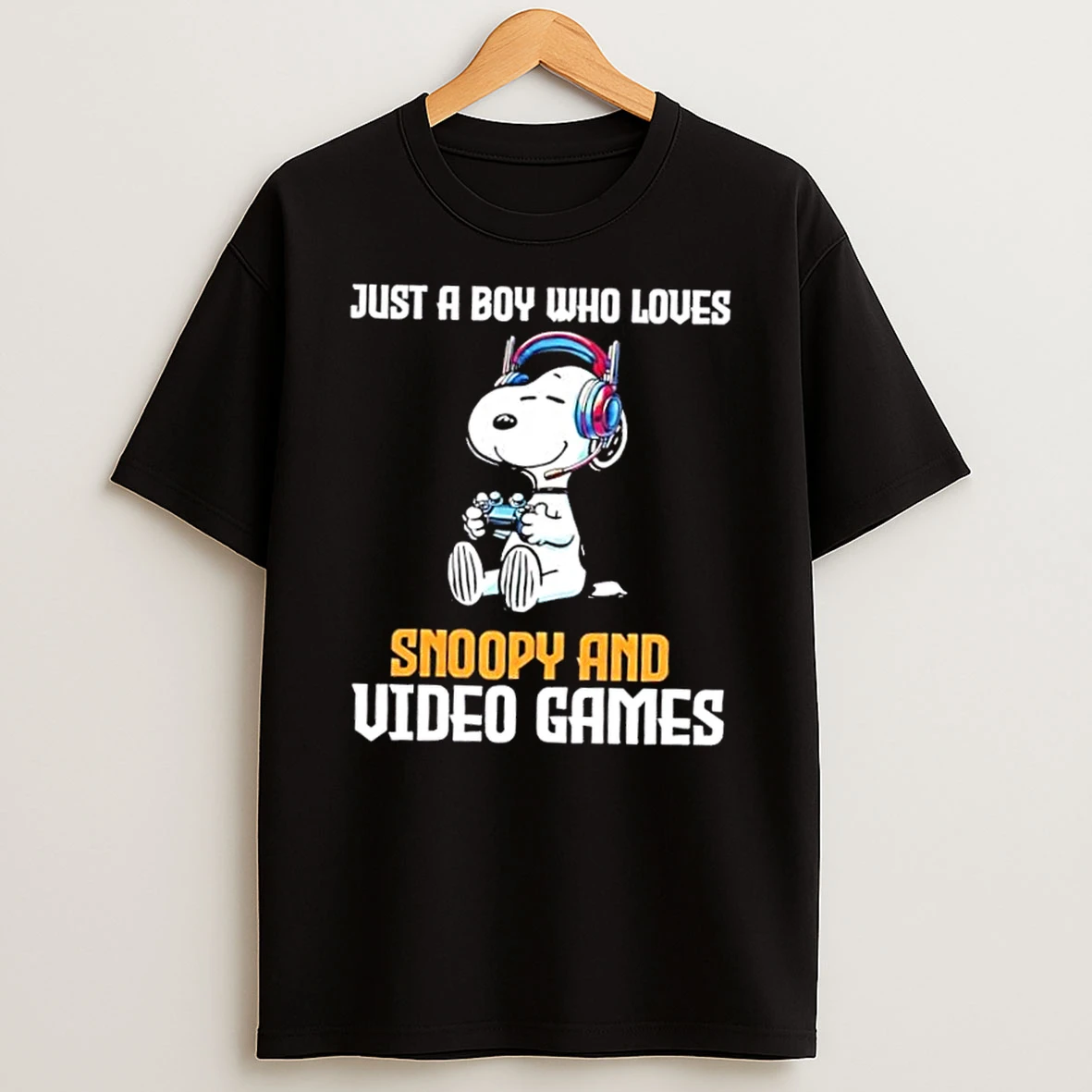 Peanuts Just A Boy Who Loves Snoopy And Video Games T Shirt