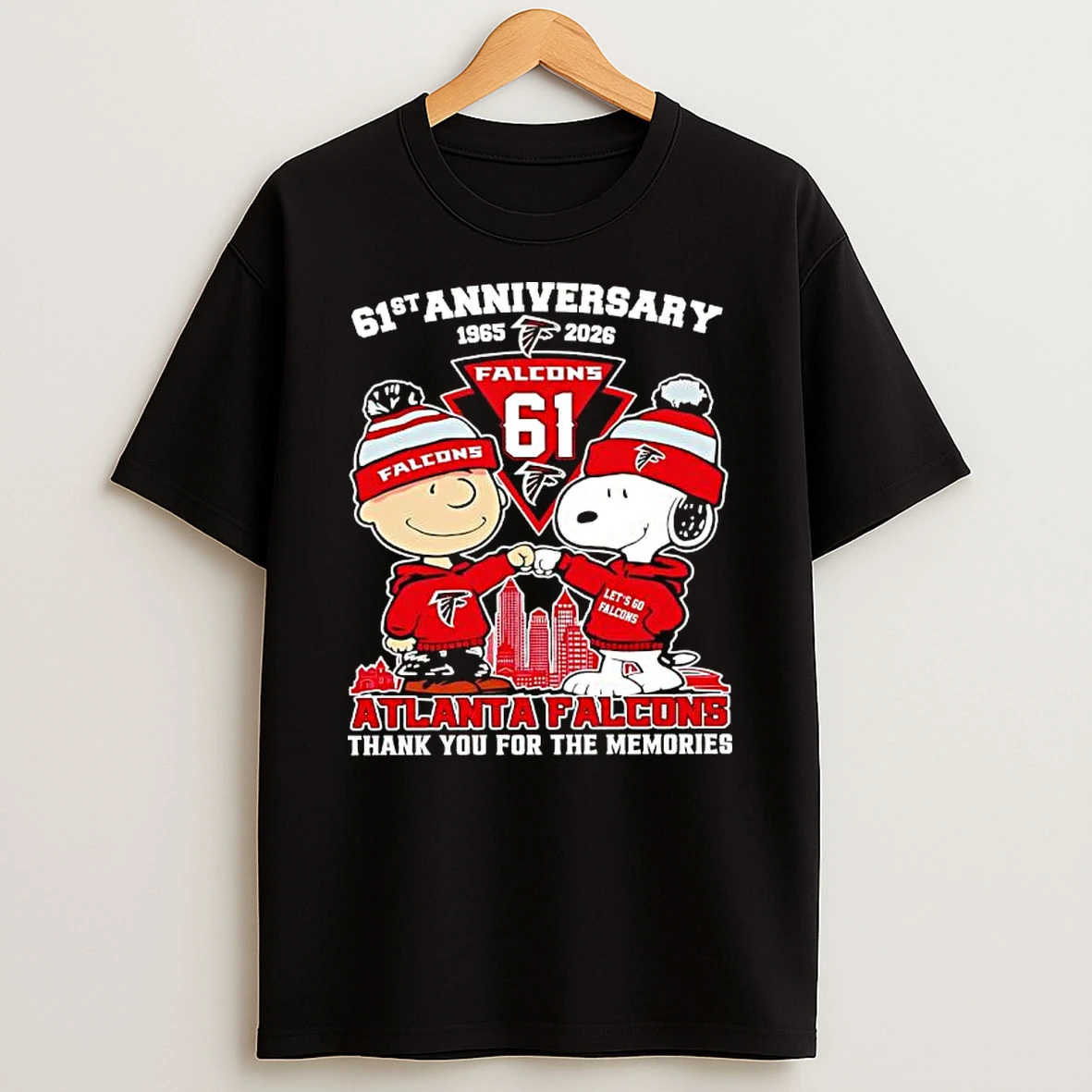 Peanuts With Atlanta Falcons 61st Anniversary Thank You For The Memories T Shirt