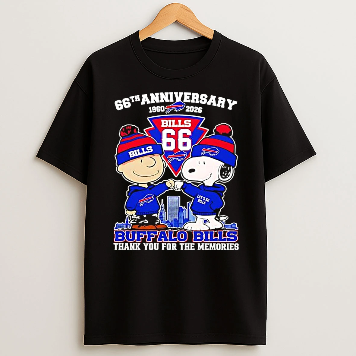 Peanuts With Buffalo Bills 66th Anniversary Thank You For The Memories T Shirt