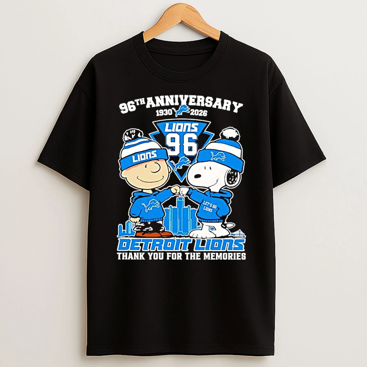 Peanuts With Detroit Lions 96th Anniversary Thank You For The Memories T Shirt