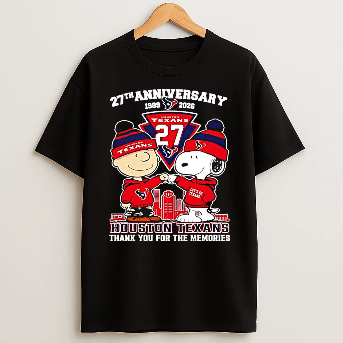 Peanuts With Houston Texans 27th Anniversary Thank You For The Memories T Shirt