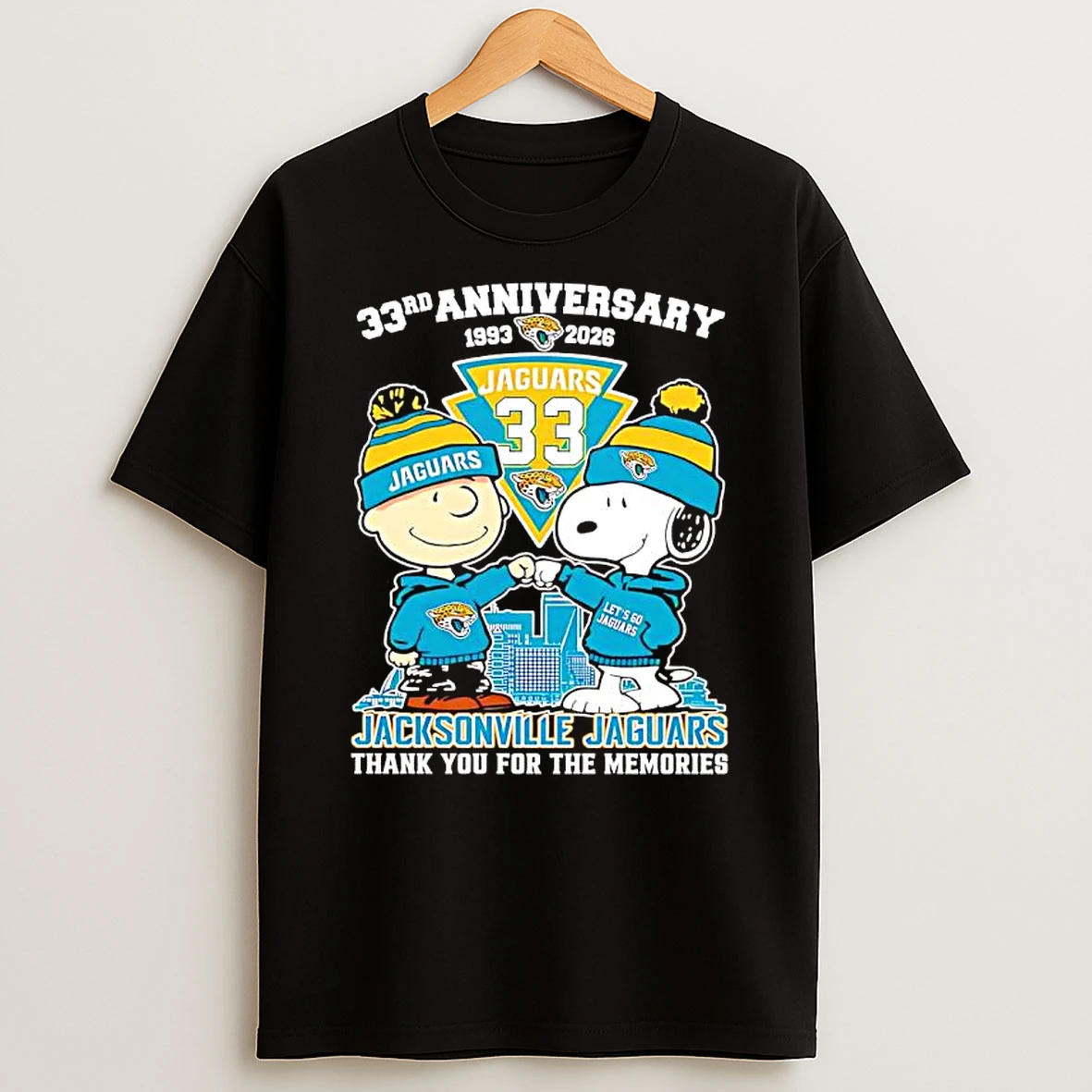 Peanuts With Jacksonville Jaguars 33rd Anniversary Thank You For The Memories T Shirt